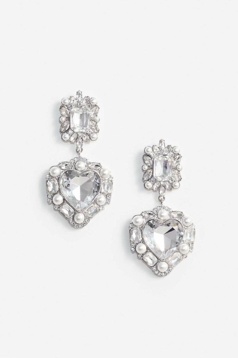 The all-diamond water drop necklace Earrings shines brightly 687113709121 - COCOMELODY