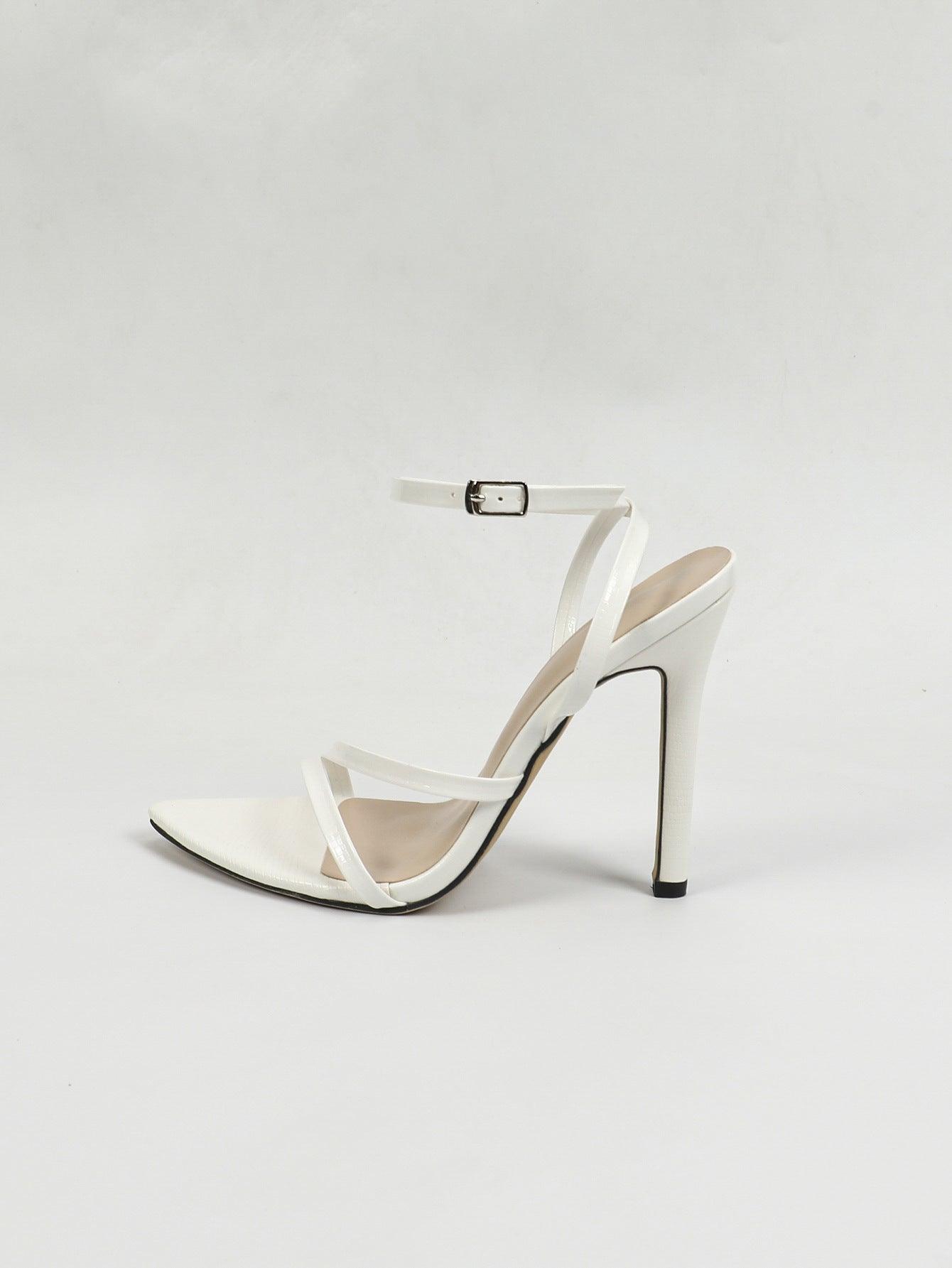 Faux Leather Ankle Strap Stiletto heel Sandals 816655925411 - COCOMELODY