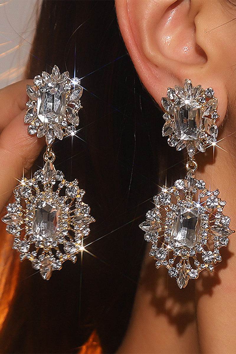 Luxurious Rhinestone Drop Earrings 888875828355 - COCOMELODY
