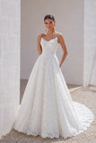 A-Line Sweep-Brush Train Lace Wedding Dress 828423890551