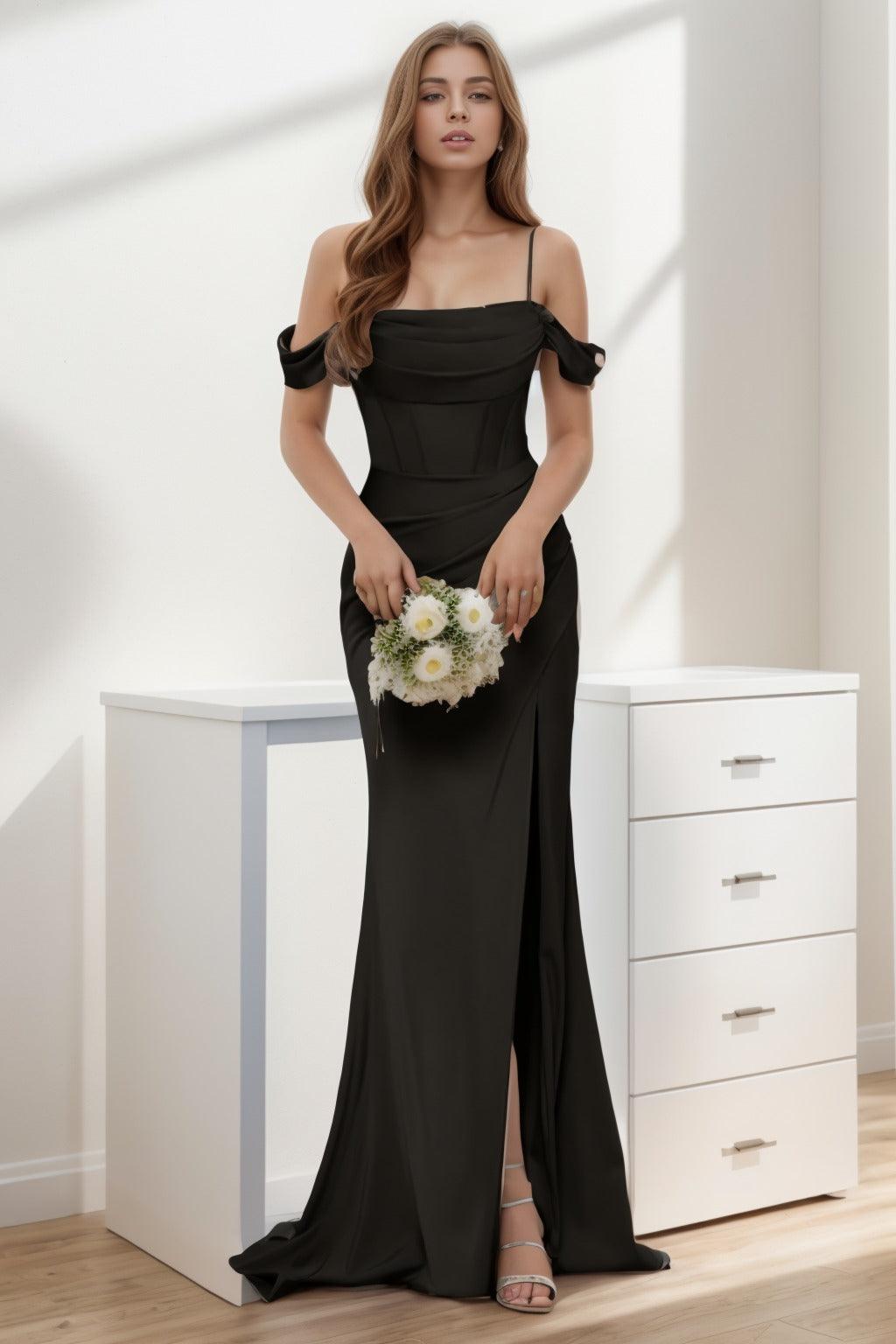 Trumpet-Mermaid Sweep-Brush Train Silk-Like Prom Dress CS0399 - COCOMELODY