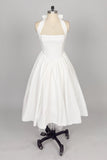 A-Line Midi Satin Formal Evening Dresses 848413339701