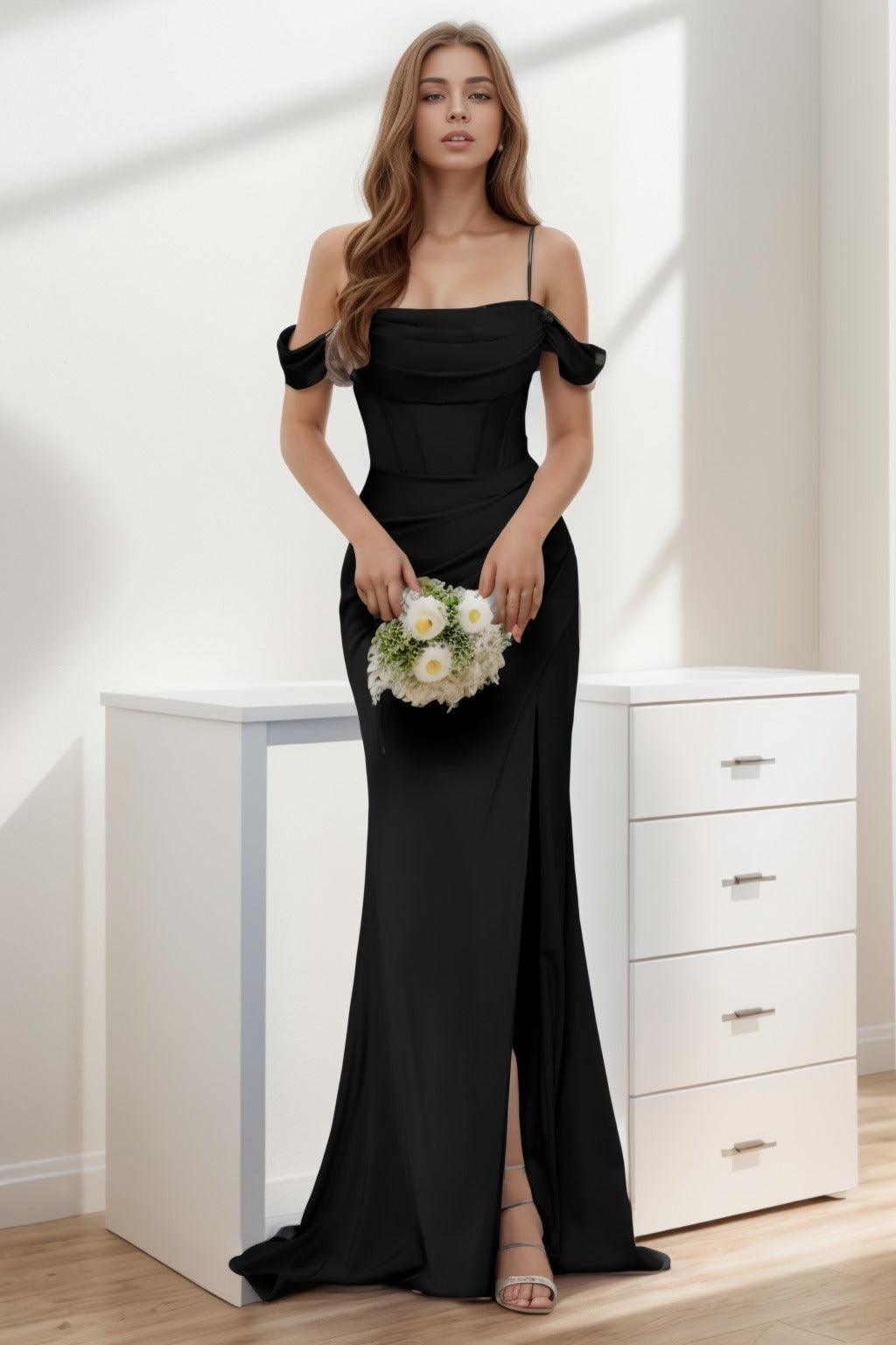 Trumpet-Mermaid Sweep-Brush Train Silk-Like Prom Dress CS0399 - COCOMELODY