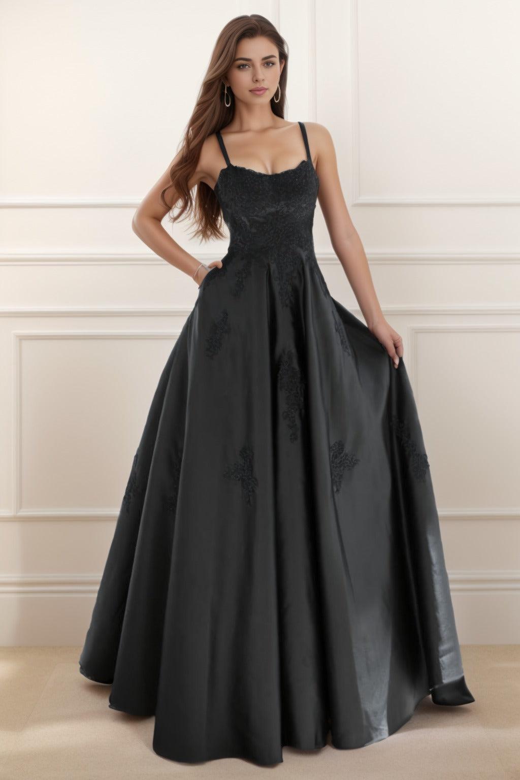 A-Line Floor Length Satin Prom Dress CS0458 - COCOMELODY