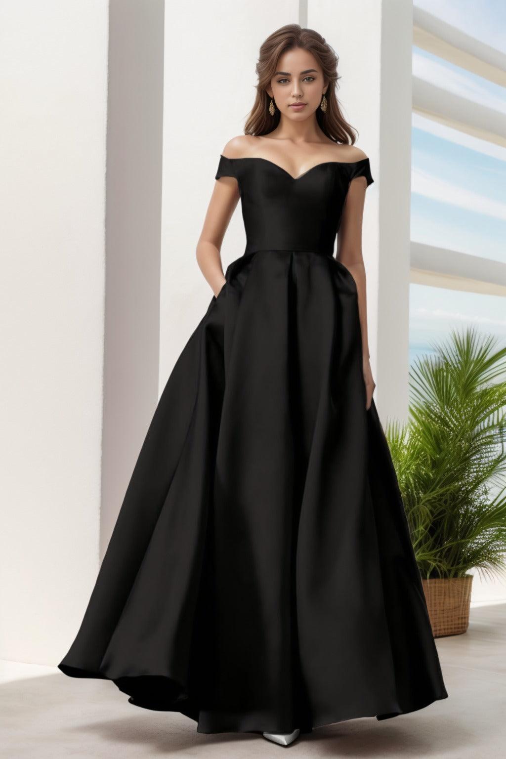 A-Line Floor Length Satin Prom Dress CS0408 - COCOMELODY