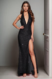 Trumpet-Mermaid Sweep-Brush Train Sequined Prom Dress CS0468 - COCOMELODY