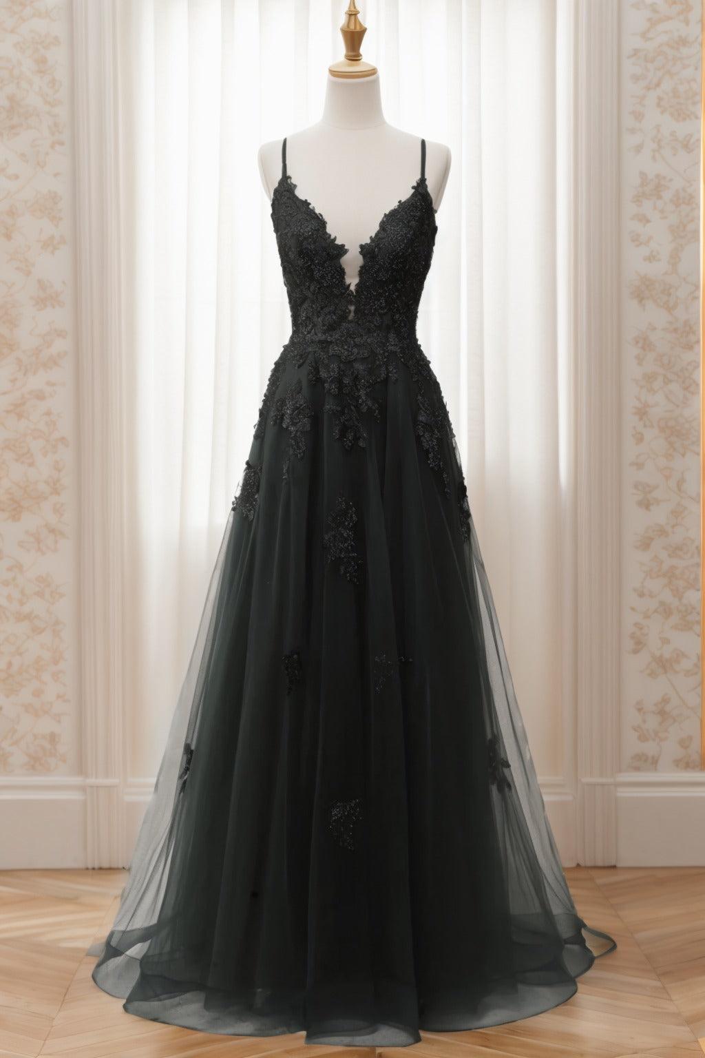 A-Line Sweep-Brush Train Tulle Prom Dress CS0463 - COCOMELODY