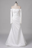 Sheath-Column Sweep-Brush Train Satin Wedding Dress 851237427674