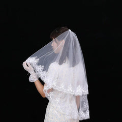 Short double comb Halloween black headdress lace veil 652118383139 - COCOMELODY