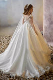 A-Line Illusion Sweetheart Neck Cap Sleeve Satin Sweep-Brush Train Flower Girl Dresses 937382238421