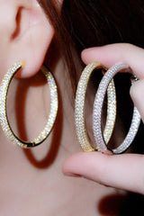 Zircon plated round earrings 641798255069 - COCOMELODY