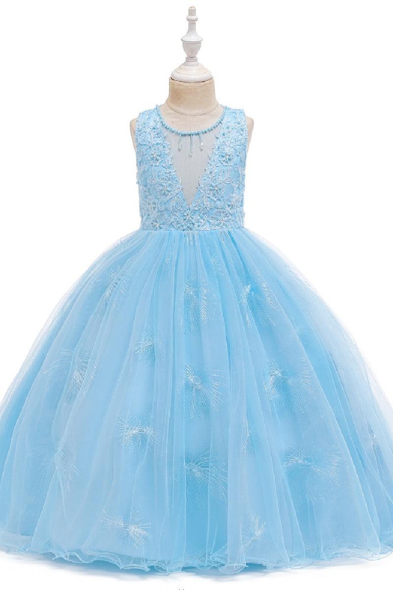 A-Line/Princess Scoop Neck Tulle Flower Girl Dresses With Sash/Bow 612626068133 - COCOMELODY