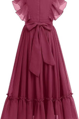 Ruffle Chiffon A-Line Junior Bridesmaid Gown B09JG8X785 - COCOMELODY