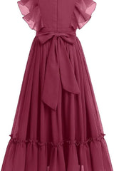 Ruffle Chiffon A-Line Junior Bridesmaid Gown B09JG8X785 - COCOMELODY