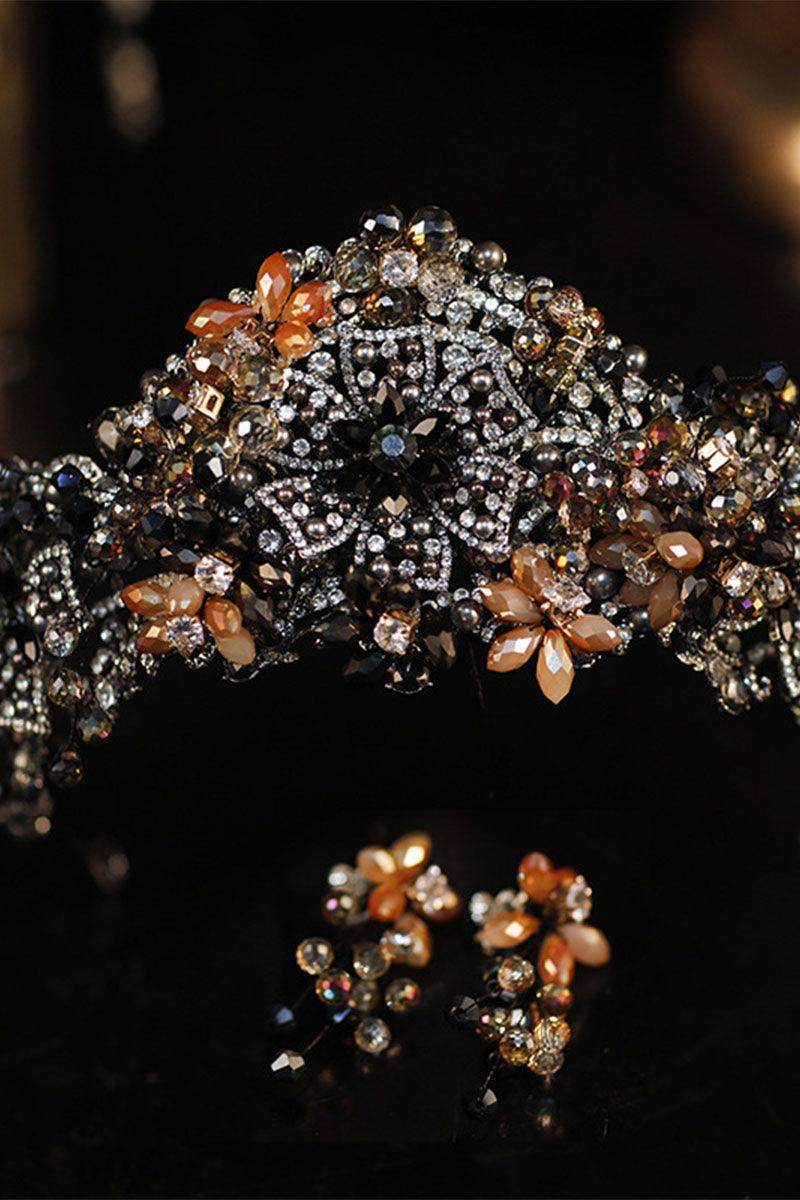 Crystals Rhinestone Tiara Earrings Jewelry 752645566331 - COCOMELODY