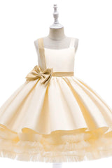 A-Line Mini Satin Flower Girl Dress 682558338968 - COCOMELODY