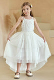 A-Line Sweetheart Neckline Sleeveless Asymmetrical Tulle Flower Girl Dresses 870928364976 - COCOMELODY