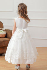 A-Line/two-piece Scoop Neck Long Sleeve Lace Flower Girl Dresses 785738686737 - COCOMELODY
