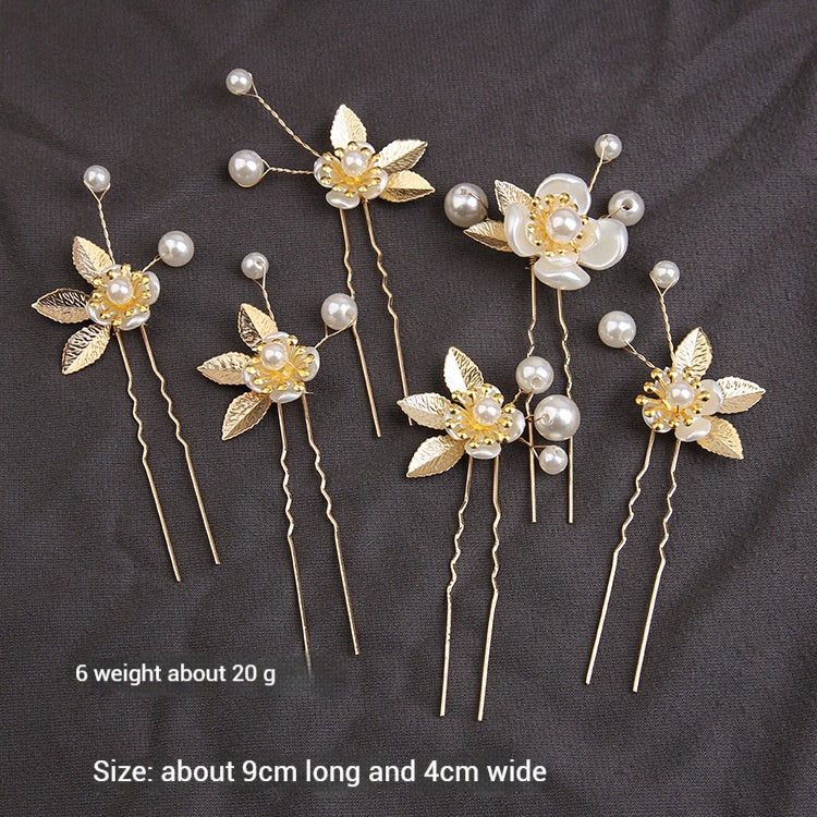 Handcrafted pearl set with Gold leaf hair comb 725487239358 - COCOMELODY