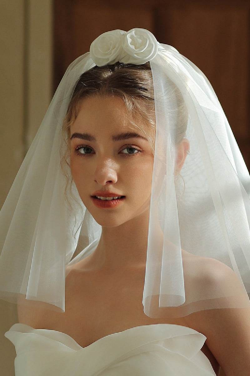 Two-tier Cut Edge Tulle Shoulder Veils with 884763032587 - COCOMELODY