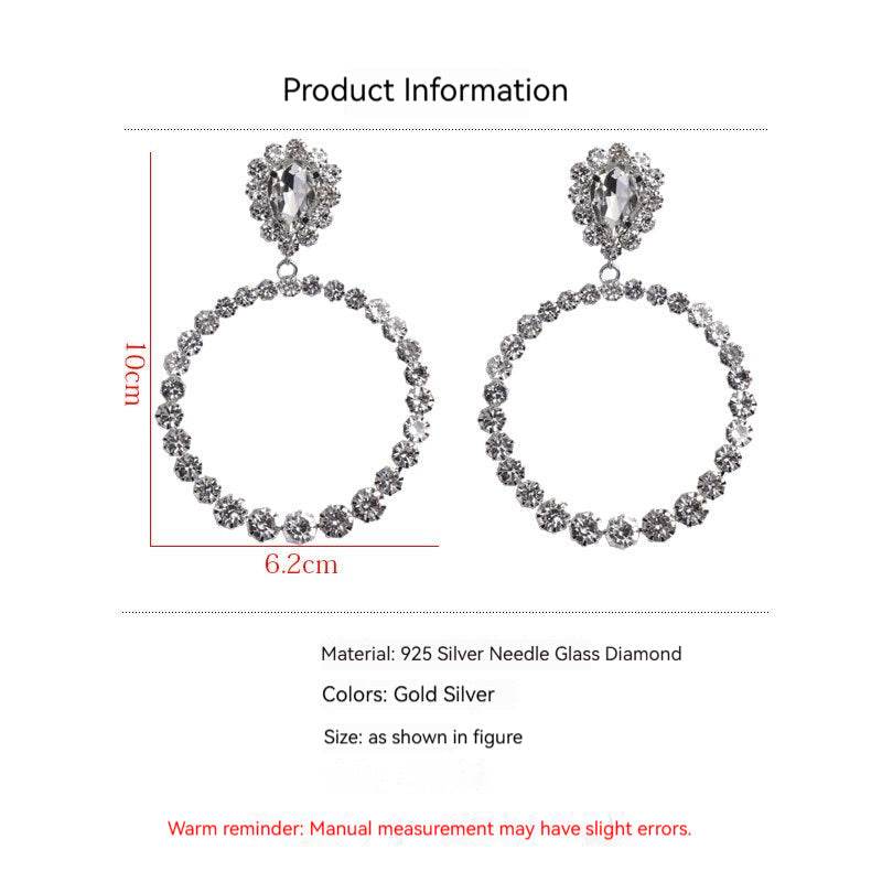 Shining Rhinestone Hoop Earrings 666472917150 - COCOMELODY