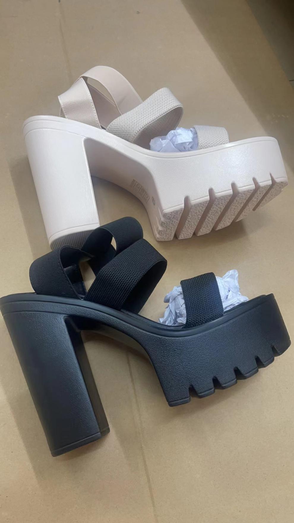 Apricot Round Ankle Strap Block Heel Sandals 775267776406 - COCOMELODY