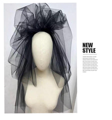 Wedding Headwear Pommel Gauze Black Styling Gauze Gothic Style 740756682227 - COCOMELODY