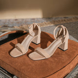 Timeless Ankle Strap Sandals Suede Finish Block Heel Shoes 590595481222