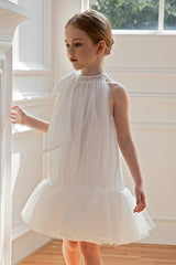 A-Line/Princess High Neck Mini Tulle Flower Girl Dresses 842537862733 - COCOMELODY