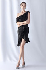 Sheath-Column Knee Length Sequined Cocktail Dress 803821408027 - COCOMELODY