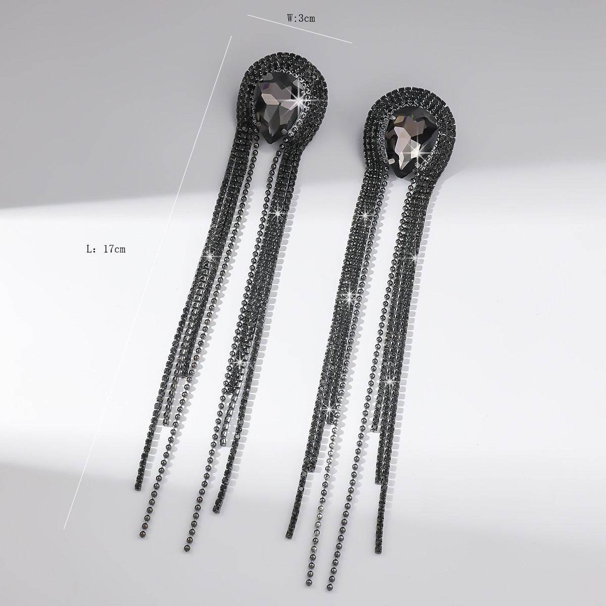 Rhinestone/Tassels Drop Earrings 782231045208 - COCOMELODY