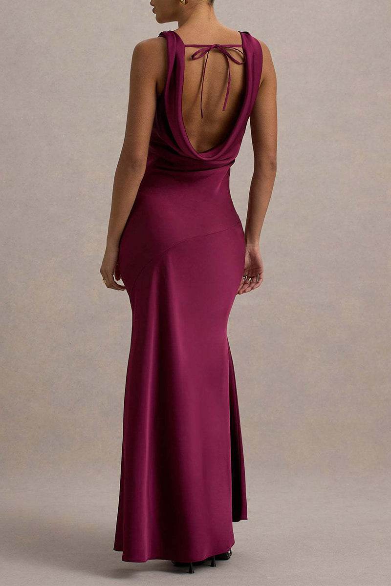 Trumpet-Mermaid Maxi Luxe Satin Semi-Formal Dresses 895917818892 - COCOMELODY