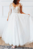 A-Line Ankle Length Lace Tulle Little White Dress 100007 - COCOMELODY