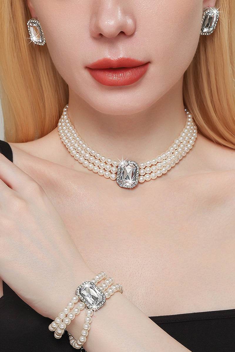 Classic Pearl/Bracelet/ Wedding Earrings/Necklace Jewelry Sets (Set of 3) 834263932975 - COCOMELODY