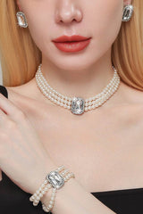 Classic Pearl/Bracelet/ Wedding Earrings/Necklace Jewelry Sets (Set of 3) 834263932975 - COCOMELODY