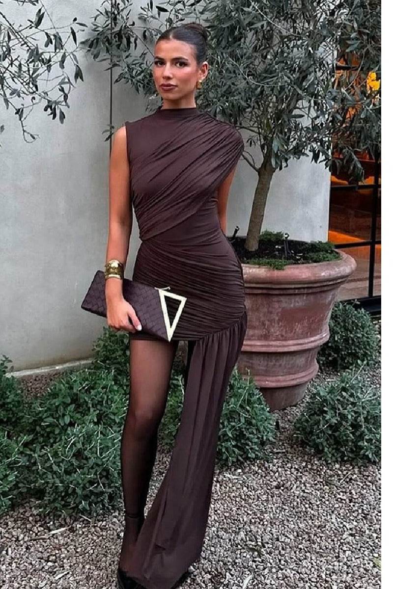 Asymmetry Mini Knitted Cocktail Wedding Guest dresses - COCOMELODY