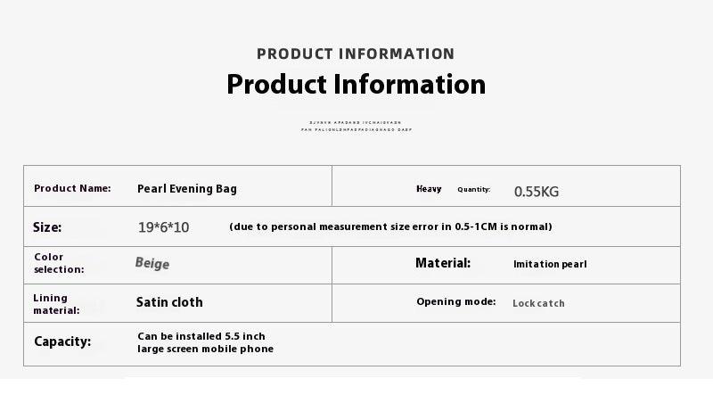 Hand pearl dinner bag diagonal evening bag 689059683528 - COCOMELODY