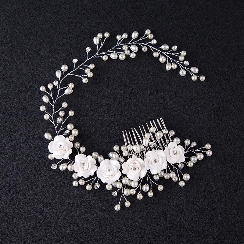 Bridal headwear Handmade flower comb Princess hair comb Wedding headwear hair accessories 573142301694 - COCOMELODY