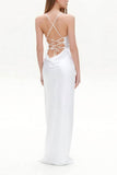 Sheath-Column Sweep-Brush Train Silk-Like Little White Dress 100044 - COCOMELODY