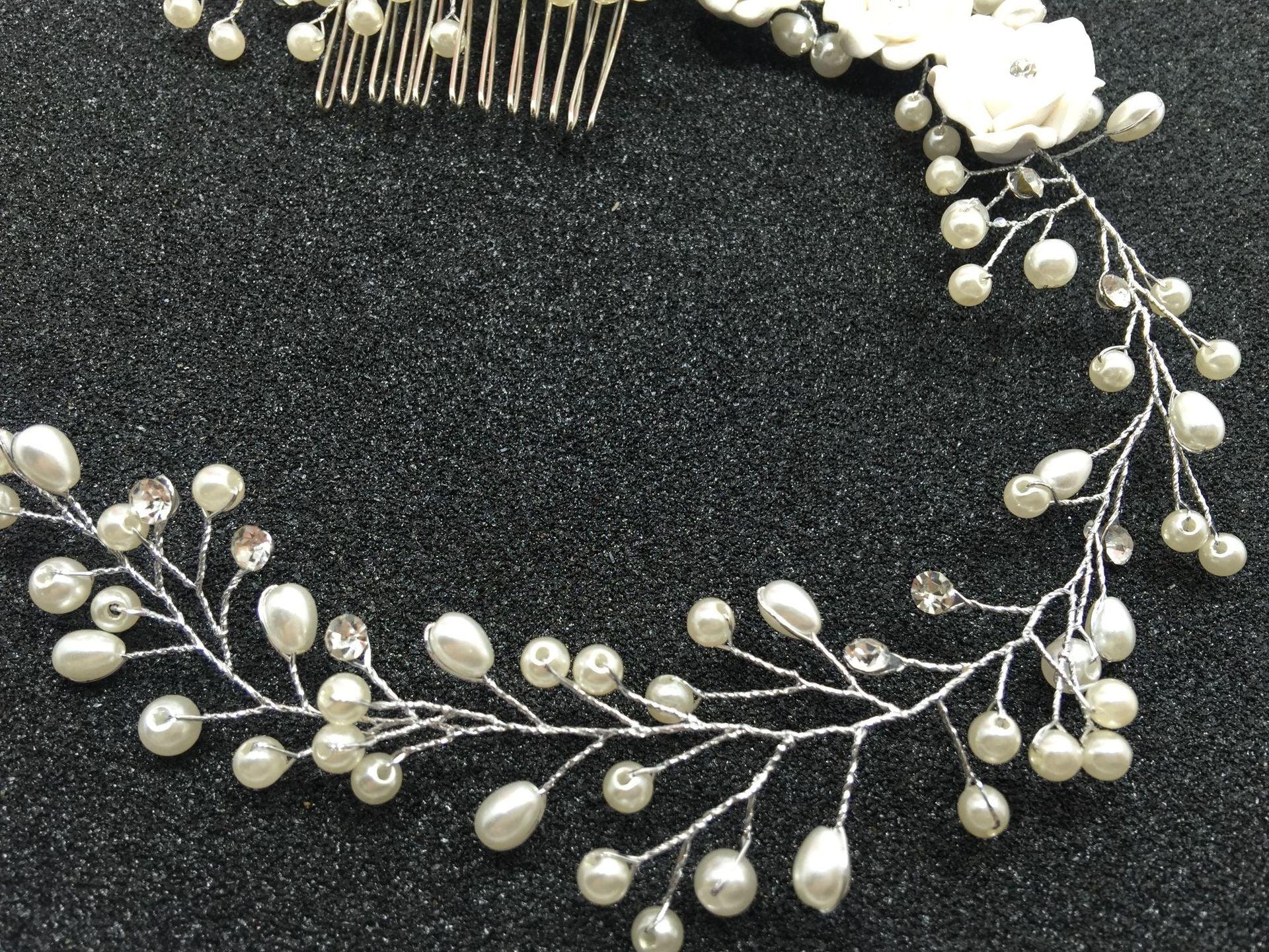 Bridal headwear Handmade flower comb Princess hair comb Wedding headwear hair accessories 573142301694 - COCOMELODY