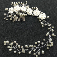 Bridal headwear Handmade flower comb Princess hair comb Wedding headwear hair accessories 573142301694 - COCOMELODY