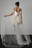 Ball Gown Short-Mini Satin Tulle Wedding Dress 771775523326 - COCOMELODY