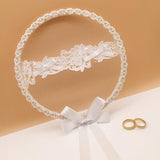Wooden ring box Lace bow ring pillow embroidery hoop 586423423840 - COCOMELODY