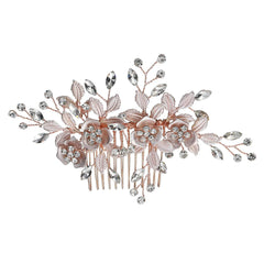 Bridal Headwear Flower Leaf Hair Comb Pin Exquisite hair ornaments Alloy flower Hairpin comb set 566273410210 - COCOMELODY