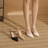 Elegant Pointed Toe Slingback Heels with Delicate Ankle Strap Shoes 771508437933