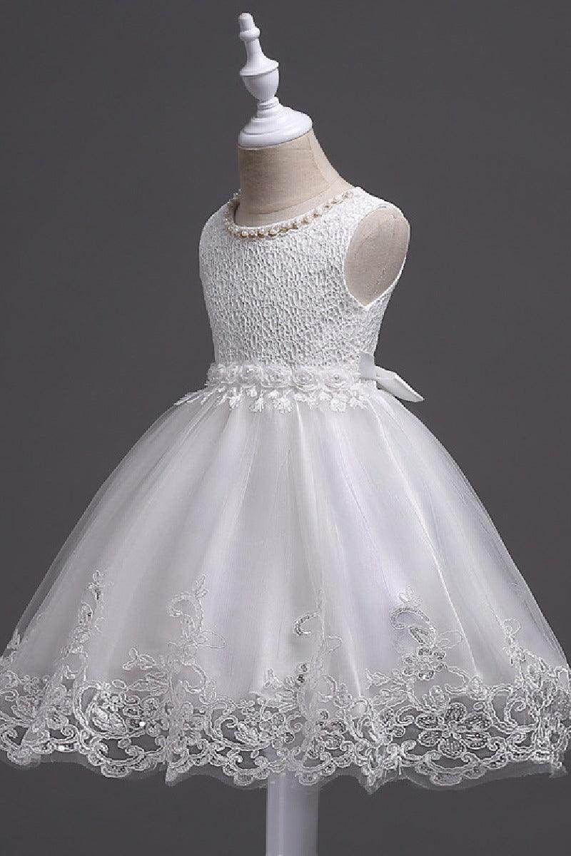 A-Line Scoop Neck Sleeveless Lace/Tulle Flower Girl Dresses With Bow(s) 554482591853 - COCOMELODY