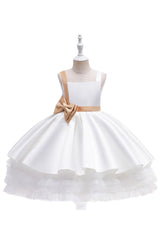 A-Line Mini Satin Flower Girl Dress 682558338968 - COCOMELODY