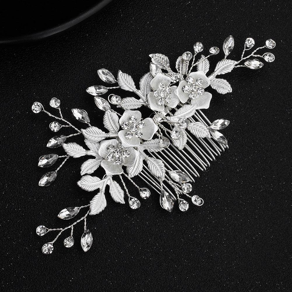 Bridal Headwear Flower Leaf Hair Comb Pin Exquisite hair ornaments Alloy flower Hairpin comb set 566273410210 - COCOMELODY
