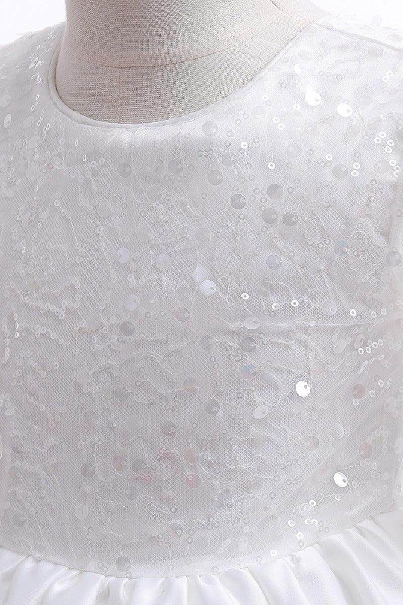 A-Line Scoop Neck Long Sleeve Knee Length Lace/Satin Flower Girl Dresses 709360205661 - COCOMELODY