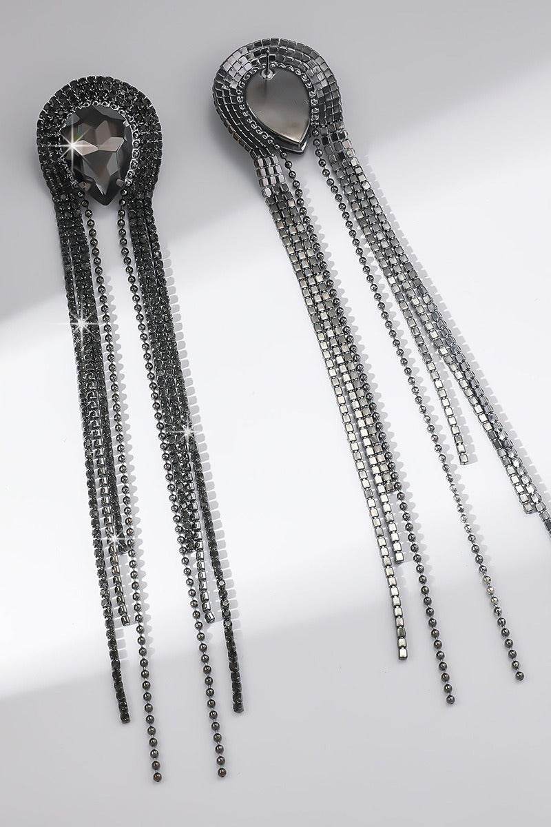 Rhinestone/Tassels Drop Earrings 782231045208 - COCOMELODY